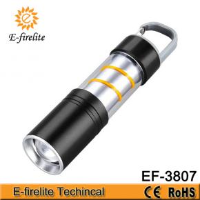 EF-3807 EDC Flashlight Yellow Atmosphere Light Soft Spiral Filament Zoomable Torch Snap Hook Camping Lantern