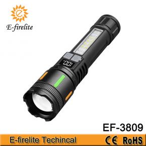 EF-3809 New Digital Power Display Telescopic Zoom Usb Rechargeable Aluminum Alloy Abs Body White Led Torches Lights Tactical Flashlights