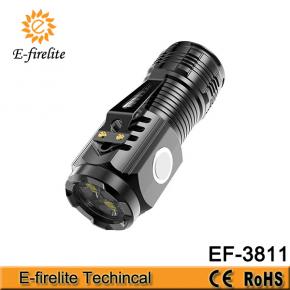 EF-3811 3pcs F350 LED Mini Flashlight Powerful Type-C Rechargeable 18350 Battery Torch 100LM Lamp with Tail Magnet Tactical Lantern