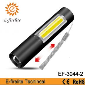 EF-3044-2 Aluminium Alloy High Power Rechargeable LED Flashlight Mini Zoom Torch Outdoor Camping Strong Lamp Flashlight